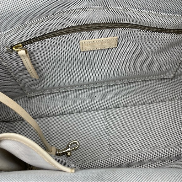 Dooney & Bourke Buckle Satchel Tote Bag Purse ID Card DB Signature Leather Trim - Picture 8 of 13